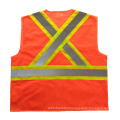 Mesh reflective safety vest with warning cross reflective tape